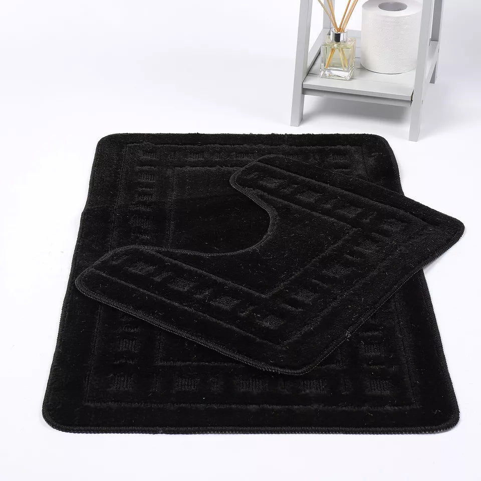 Diem 2 Piece Bath Mat & Pedestal Set Non Slip 8 Colours