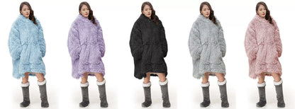 Blanket Hoodie Oversized Wearable Teddy Fleece Cuddles Long Fur Hodded Blanket