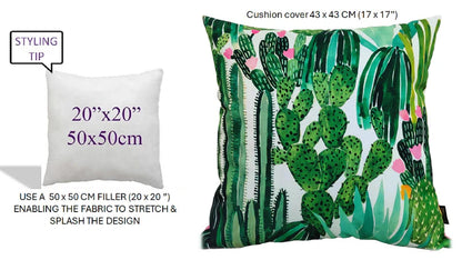 Cactus Waterproof Outdoor Cushions 43 x 43 cm Weather-Resistant Polyester for Patio Garden Bench Sofa Indoor Living Room Durable Stylish