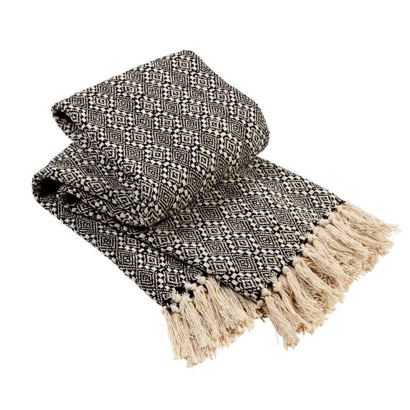 Casablanca Elegant Check Design Super Soft Lightweight Recycled Cotton Throw