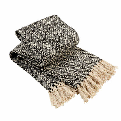 Casablanca Elegant Check Design Super Soft Lightweight Recycled Cotton Throw