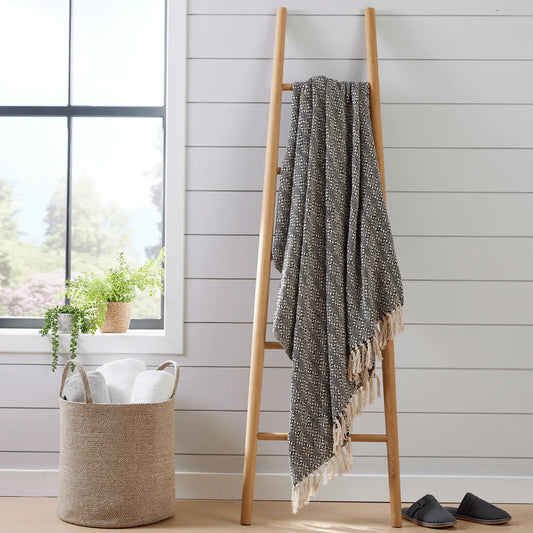 Casablanca Elegant Check Design Super Soft Lightweight Recycled Cotton Throw