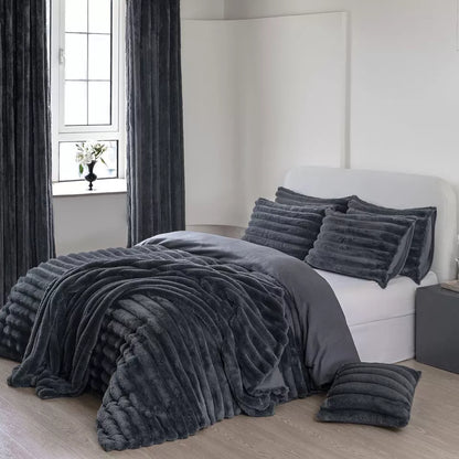 Big Cord Style Teddy Fleece Duvet Covers Soft Thermal Bedding / Throw / Curtains