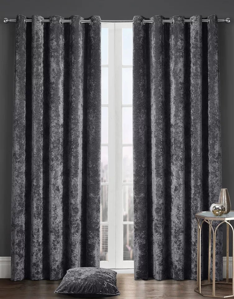 Premium Crushed Velvet Curtains – Fully Lined Pair 4 Colours