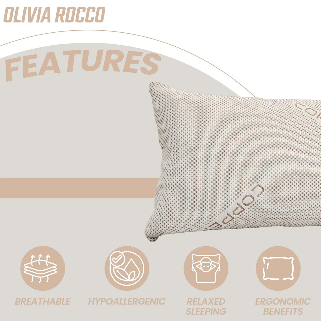 Copper Infused Memory Foam Pillow Anti-Ageing Wrinkle Reducing Hypoallergenic Therapy for Head & Neck Support