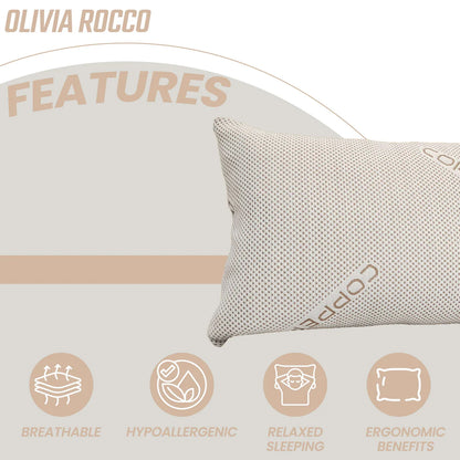 Copper Infused Memory Foam Pillow Anti-Ageing Wrinkle Reducing Hypoallergenic Therapy for Head & Neck Support