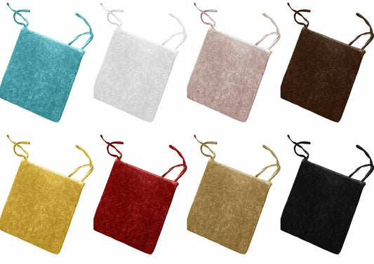 Crushed Velvet Foam Filled Seat Pad Chair Cushions With Ties Chair Pads Size