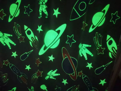 Glow In The Dark Throw Space Fleece Kids Fluffy Cosy Bedroom Spaceships Blanket