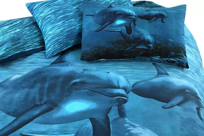 3D Dolphin Printed Duvet Cover Set 4 Sizes
