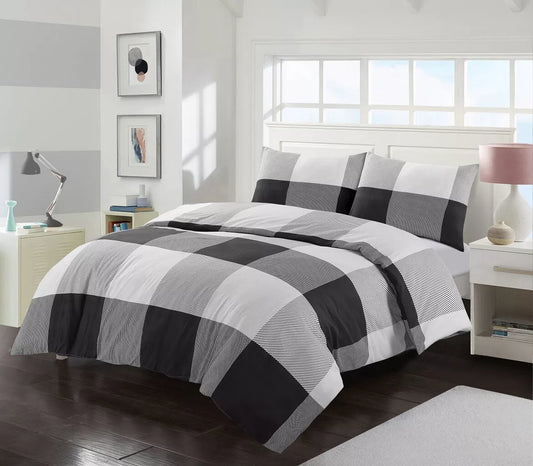 Larry Check Squares Duvet Cover Set 4 Sizes