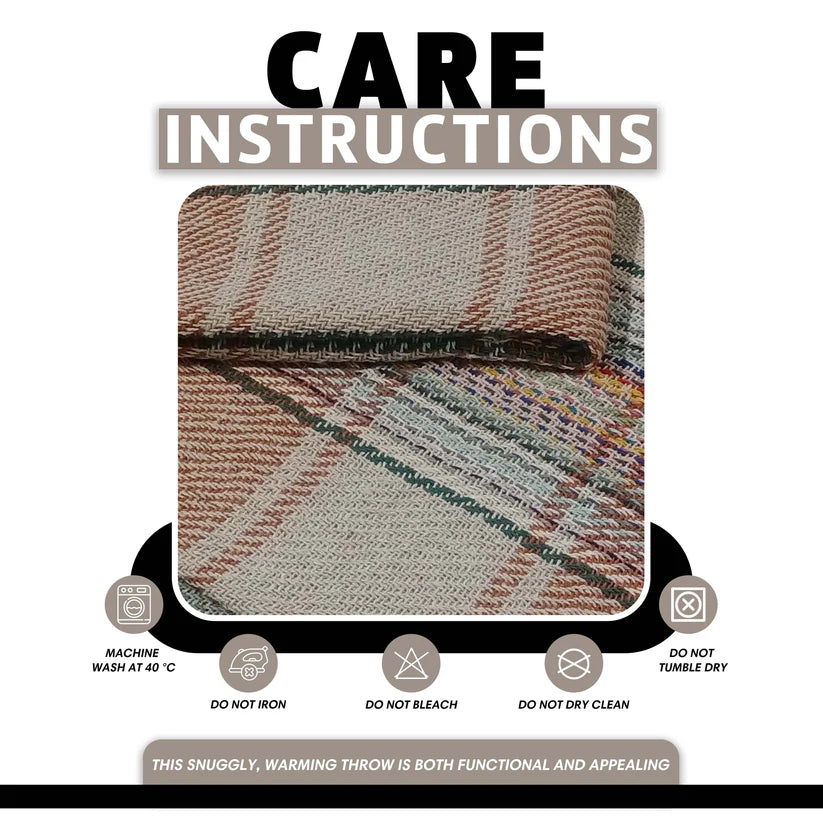 Eco-Friendly Recycled Cotton Picnic Blanket Check Stripe Design Super Soft Cosy