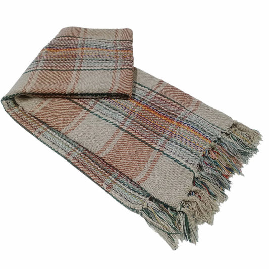 Eco-Friendly Recycled Cotton Picnic Blanket Check Stripe Design Super Soft Cosy