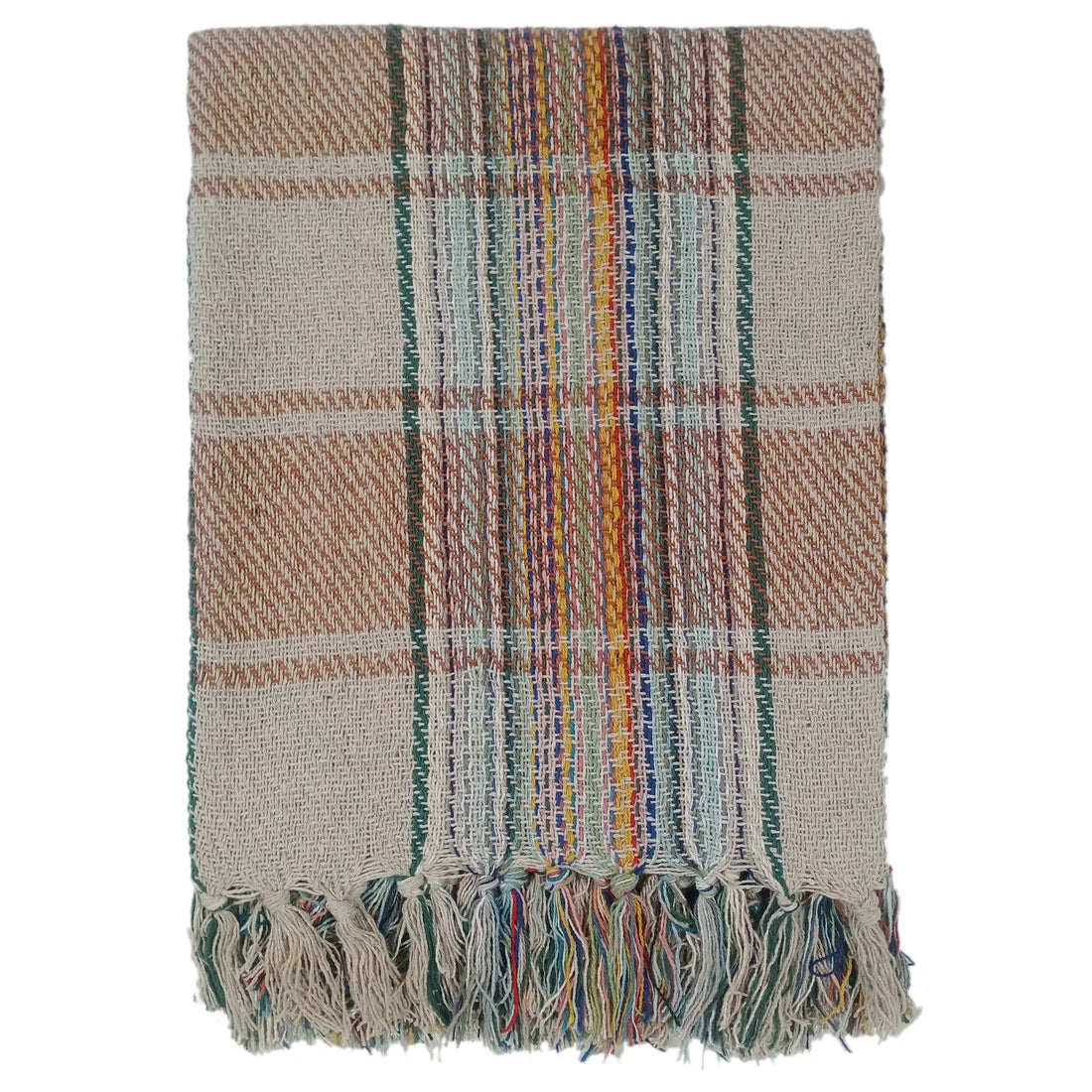 Eco-Friendly Recycled Cotton Picnic Blanket Check Stripe Design Super Soft Cosy