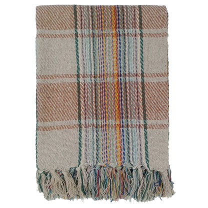 Eco-Friendly Recycled Cotton Picnic Blanket Check Stripe Design Super Soft Cosy