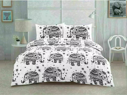 PRINTED DUVET COVER SET POLY COTTON QUILT BEDDING BEDROOM SETS DOUBLE KING SIZE