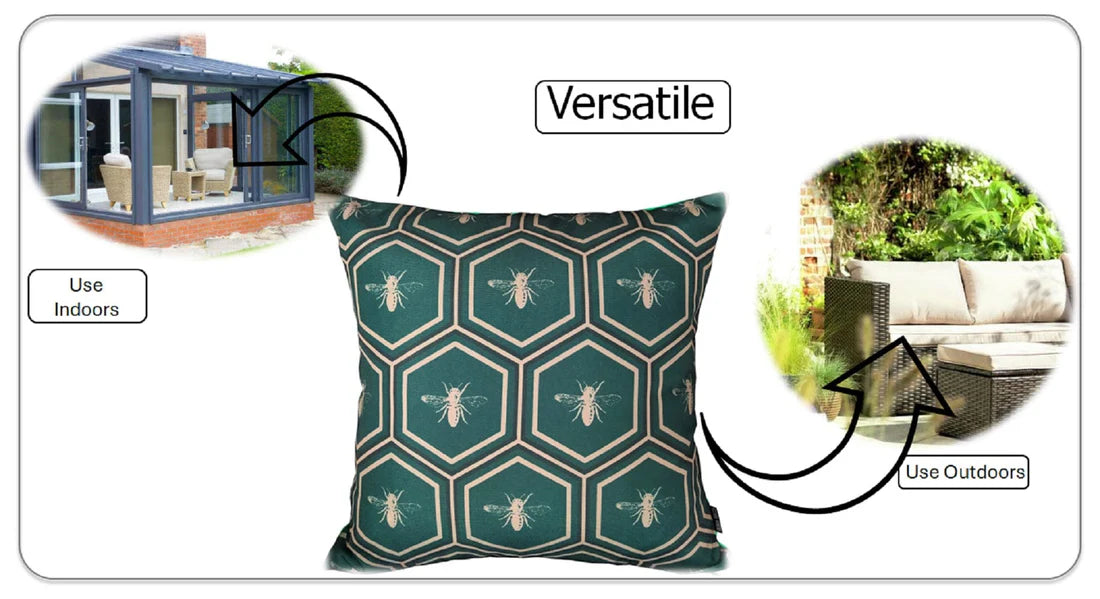Emerald Bees Weather-Resistant Waterproof Outdoor Cushions for Patio Garden Sofa