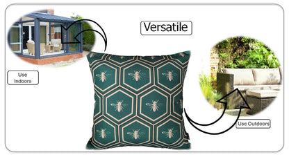 Emerald Bees Weather-Resistant Waterproof Outdoor Cushions for Patio Garden Sofa