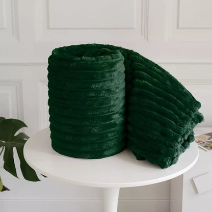 Ribbed Throws Fleece Blanket Chunky Cord Faux Fur Large Size Sofa Bed Soft Warm