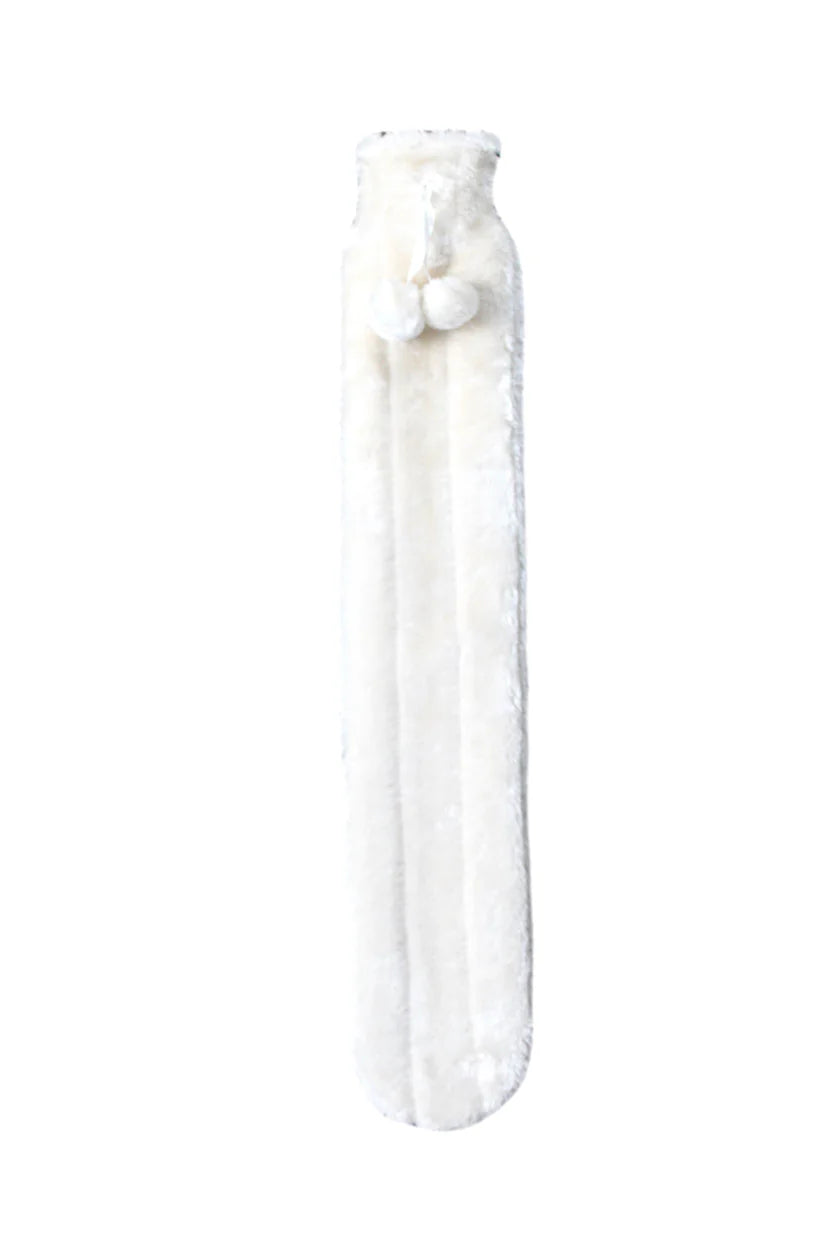 Extra Long 2L Hot Water Bottle with Plush Faux Fur Cover for Cosy Nights Muscle Relief Natural Rubber Soft Fleece Ideal Gift for Adults Kids