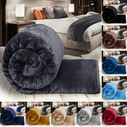Faux Fur Fleece Throw Blanket 3 Sizes
