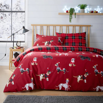 Festive Christmas Dogs Reversible Duvet Cover Set
