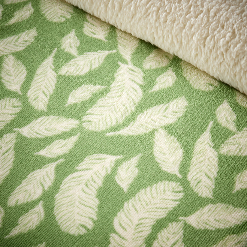 Floral Leaves Teddy Duvet Set Reversible Sherpa Fleece Super Soft Bedding