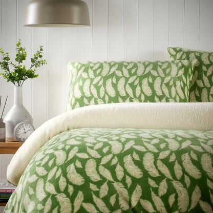 Floral Leaves Teddy Duvet Set Reversible Sherpa Fleece Super Soft Bedding