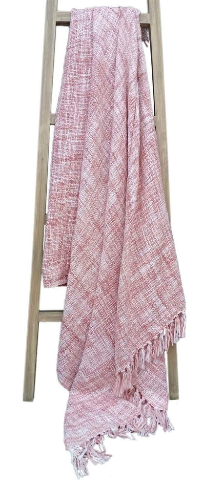French Tonal Chenille Throw Luxuriously Soft Acrylic Blanket with Elegant Tassels for Sofa and Bed 130 x 170 cm