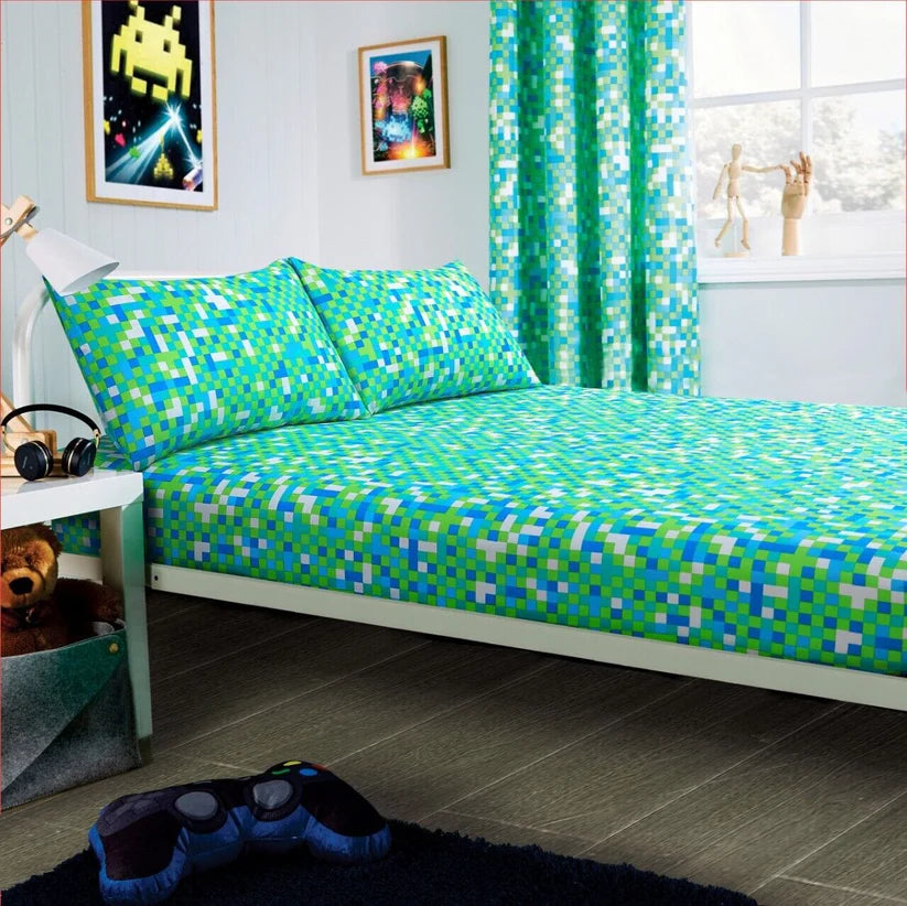Gamer Kids Duvet Cover Set Durable Cotton Blend Bedding with Pillowcases