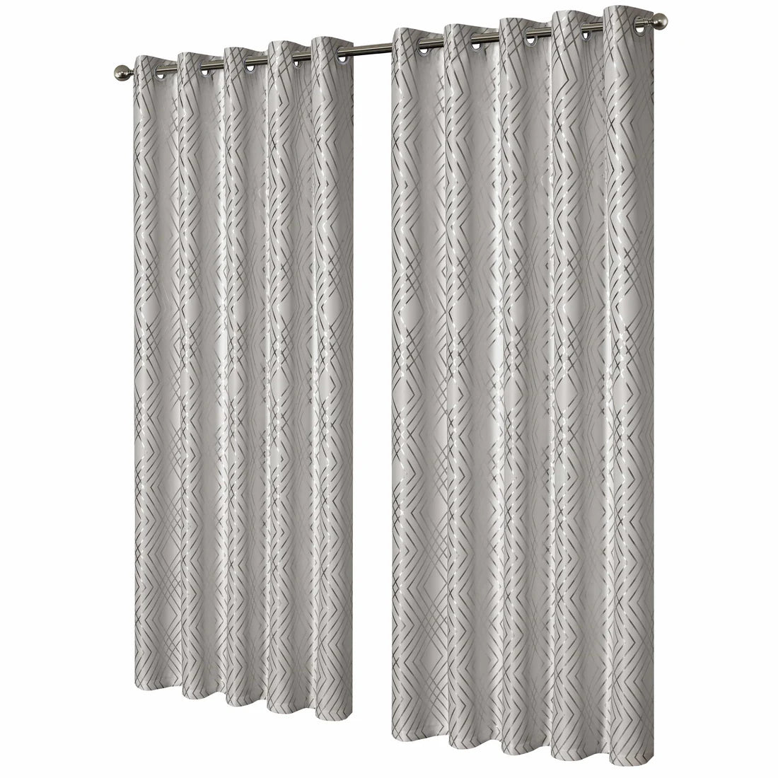 Geometric Natural Sparkle Blackout Curtains Soft Thermal Insulated Eyelet Ring Top Living Room & Bedroom Drapes