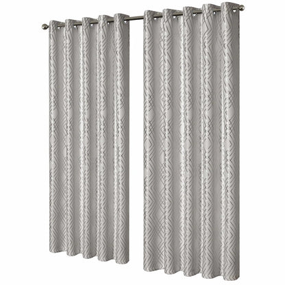 Geometric Natural Sparkle Blackout Curtains Soft Thermal Insulated Eyelet Ring Top Living Room & Bedroom Drapes
