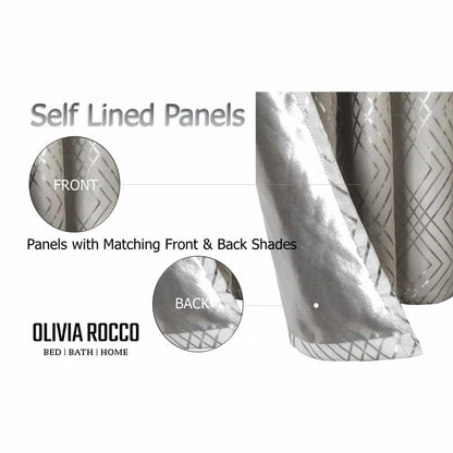 Geometric Natural Sparkle Blackout Curtains Soft Thermal Insulated Eyelet Ring Top Living Room & Bedroom Drapes