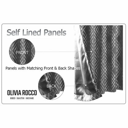 Geometric Silver Sparkle Blackout Curtains Soft Thermal Insulated Eyelet Ring Top Living Room & Bedroom Drapes