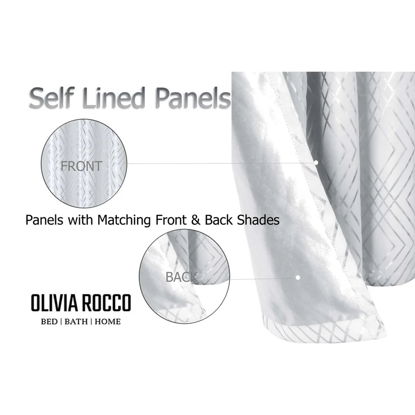Geometric White Sparkle Blackout Curtains Soft Thermal Insulated Eyelet Ring Top Living Room & Bedroom Drapes