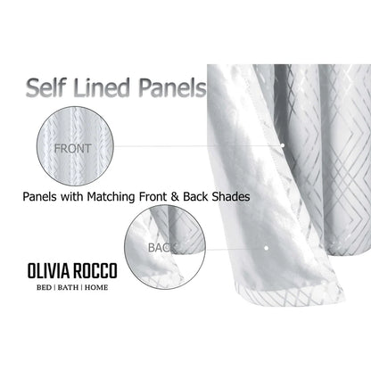 Geometric White Sparkle Blackout Curtains Soft Thermal Insulated Eyelet Ring Top Living Room & Bedroom Drapes