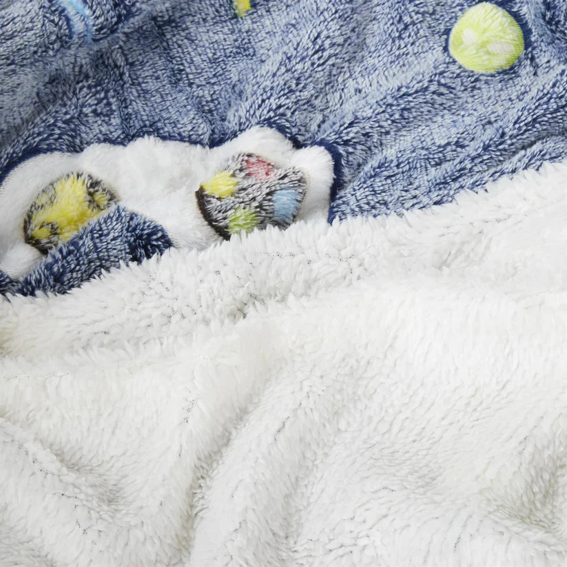 Glow In The Dark Teddy Fleece Duvet Set for Kids Warm Cosy Bedding Perfect for Winter