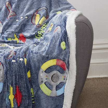 Glow In The Dark Teddy Fleece Duvet Set for Kids Warm Cosy Bedding Perfect for Winter