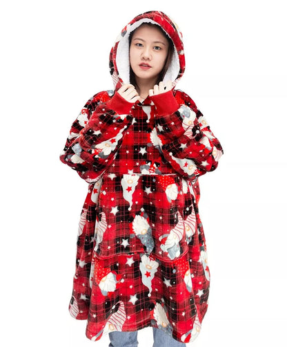 Oversized HOODIE HOODED Blanket Plush SHERPA TEDDY Fleece Sweatshirt With Pocket