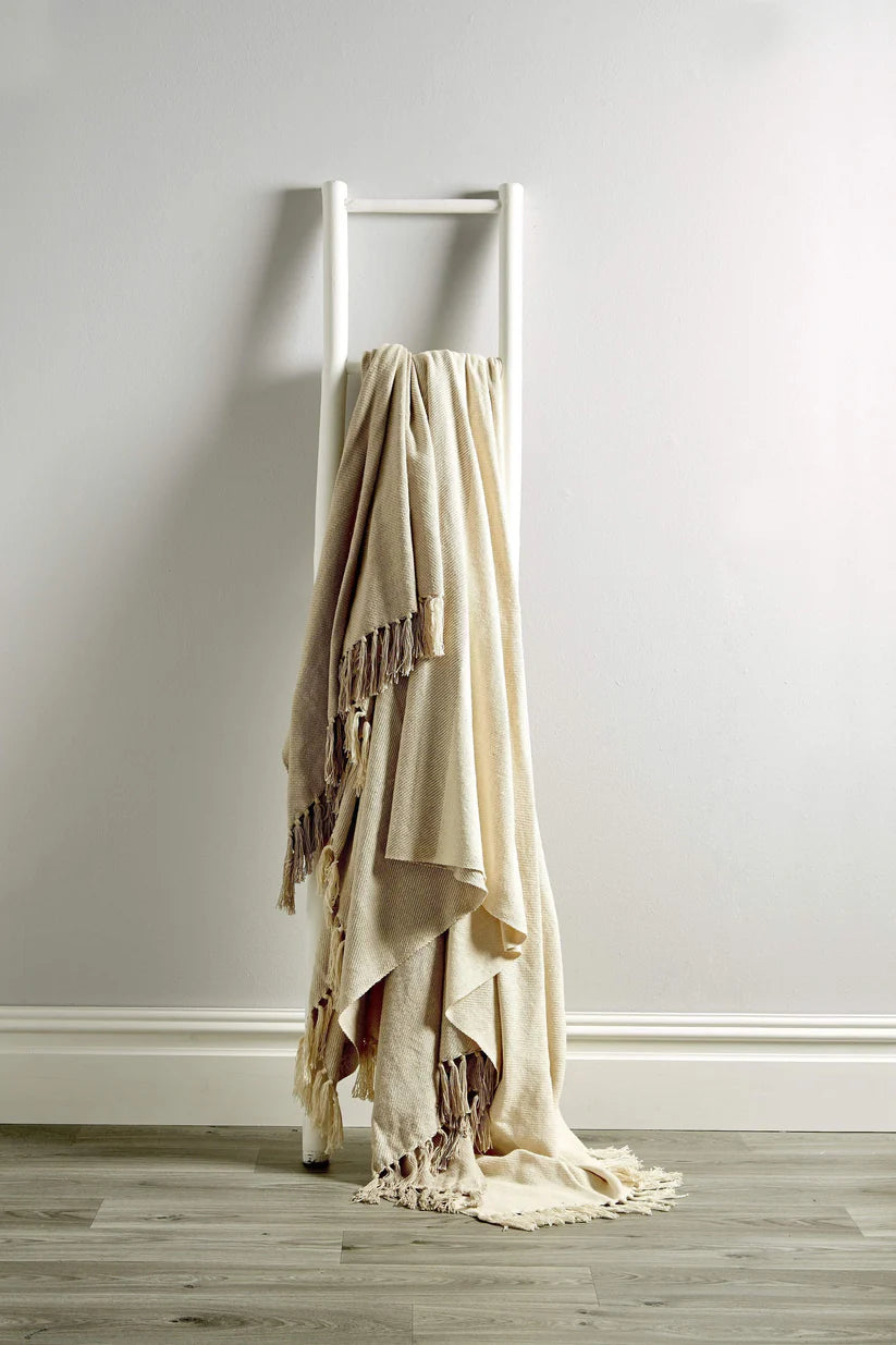 Handwoven Large Check Pure Indian Cotton Throw Blanket with Tassels