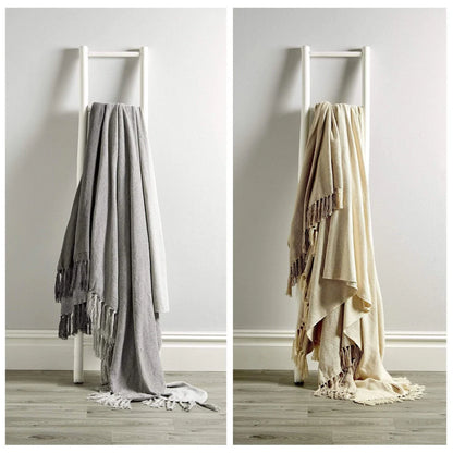Handwoven Large Check Pure Indian Cotton Throw Blanket with Tassels