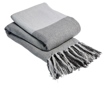 Handwoven Large Check Pure Indian Cotton Throw Blanket with Tassels