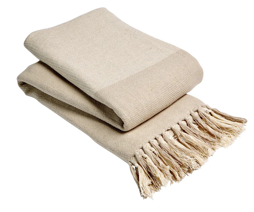 Handwoven Large Check Pure Indian Cotton Throw Blanket with Tassels