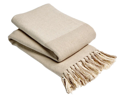 Handwoven Large Check Pure Indian Cotton Throw Blanket with Tassels
