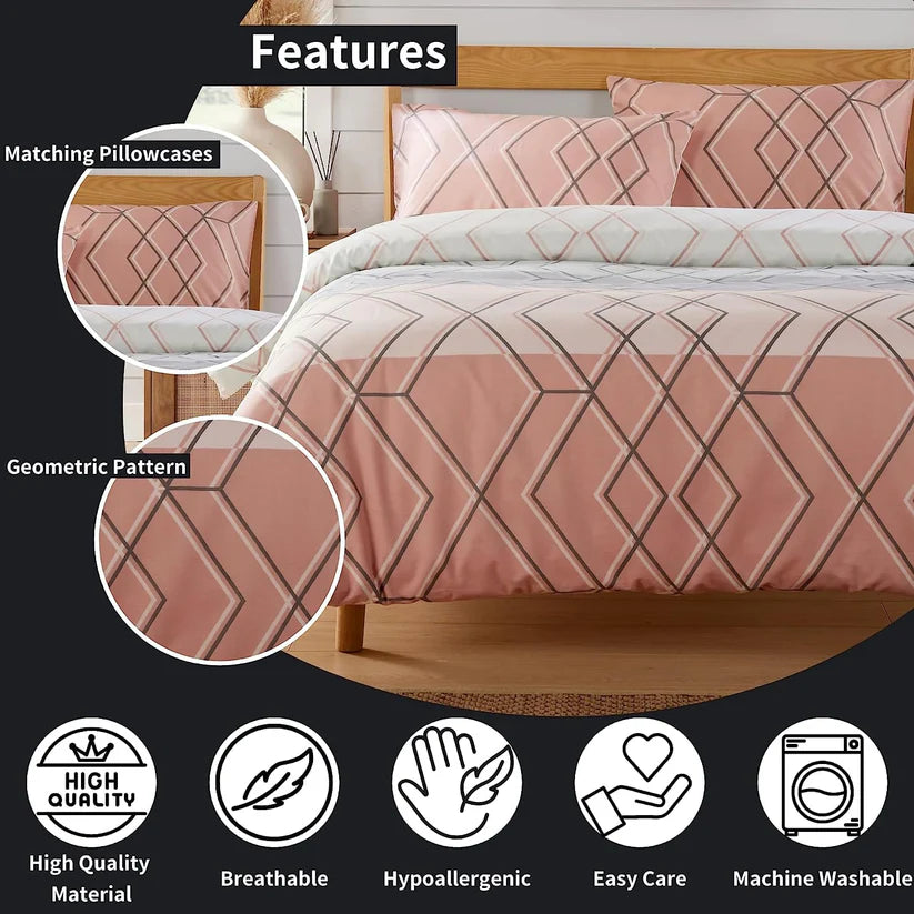 Havanna Geo Reversible Luxury Cotton Blend Duvet Cover Set
