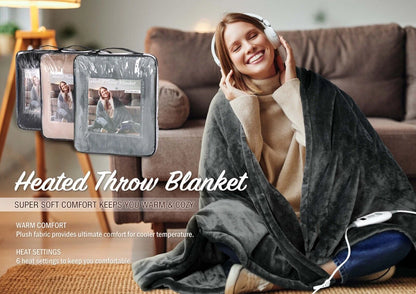 Ultra Soft Electric Heated Throw Blanket with Adjustable Heat Settings 3 Colours