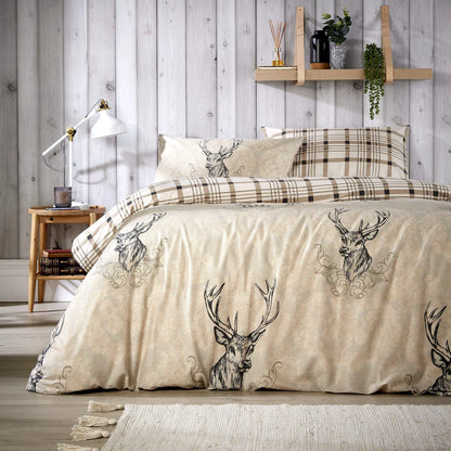 Highland Stag Reversible Tartan Check Super Soft Cotton Duvet Set