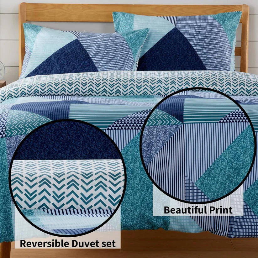 Jasper Teal Durable Printed Duvet Cover Set