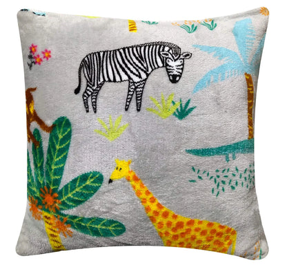 Jungle Safari Animal Kingdom Children's Teddy Fleece Bedding Set Lions Elephants Giraffes Zebras Matching Throw and Cushion Available