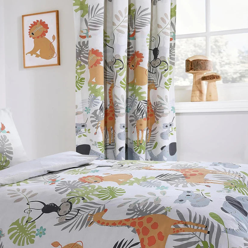 Kids Safari Jungle Animal Print Duvet Cover Set Soft