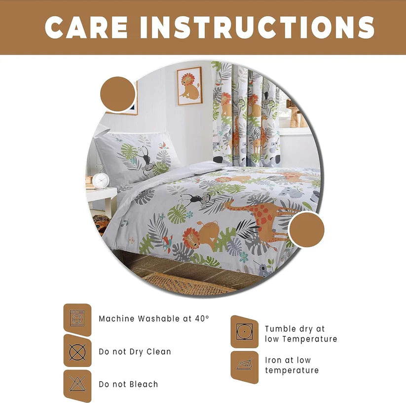 Kids Safari Jungle Animal Print Duvet Cover Set Soft